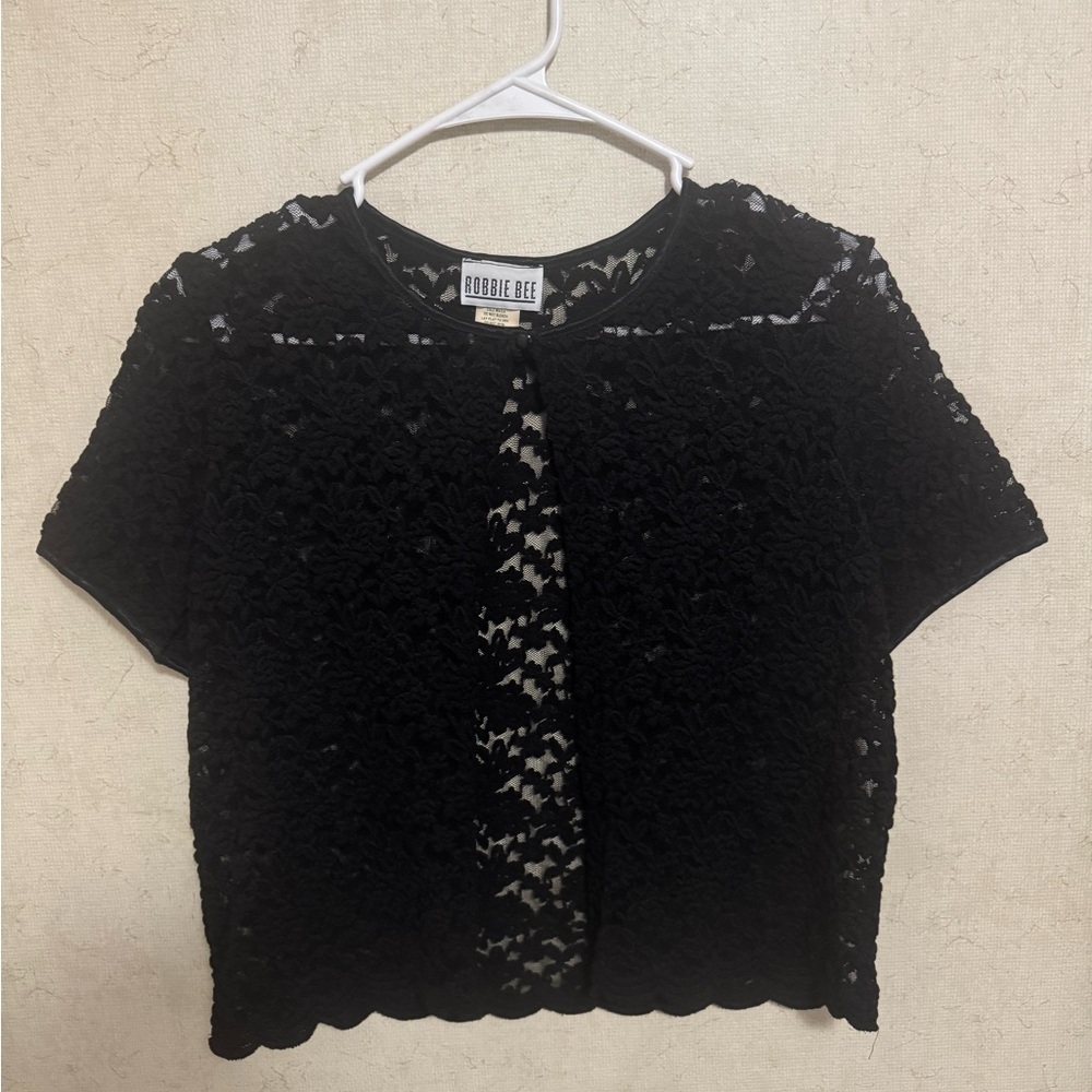 Robbie Bee Elegant Black Lace Blouse